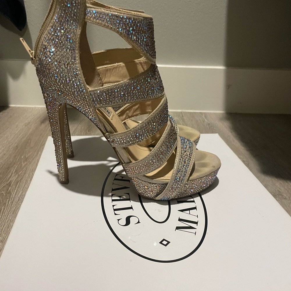 Steve Madden Sparkling Silver Strappy Heels